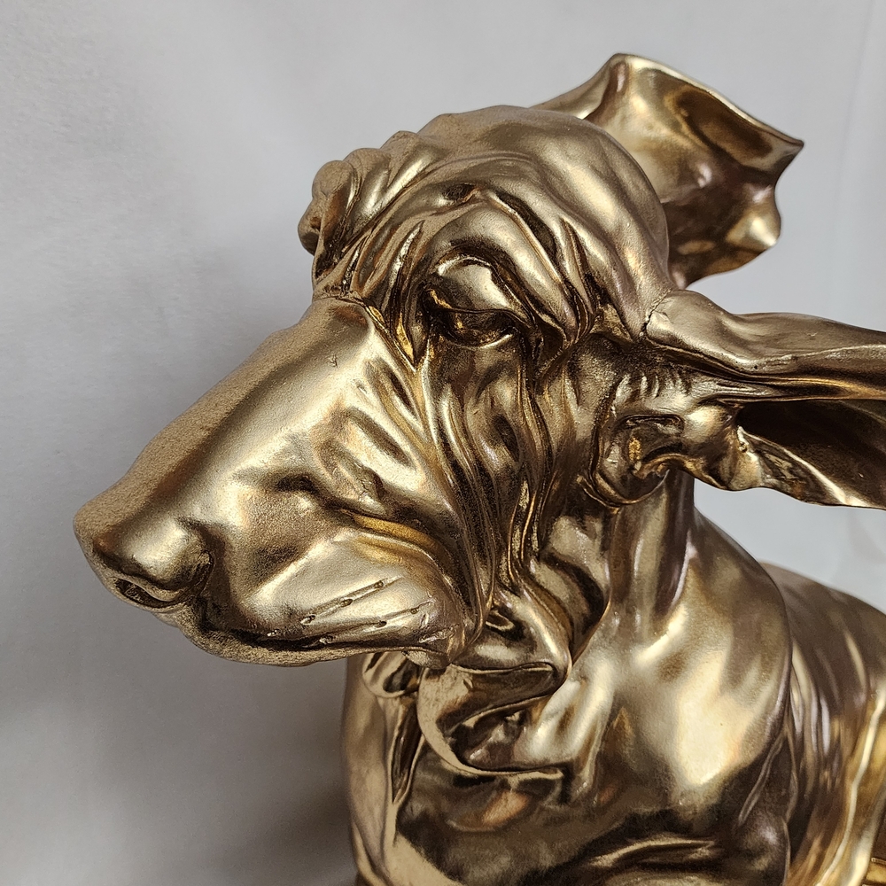 Gold Ceramic Basset Hound Figurine - Decorative Home Art LIFE SIZE 20"X30" - Picture 4 of 11